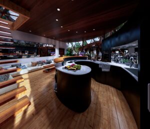 Interior kitchen wide perspective